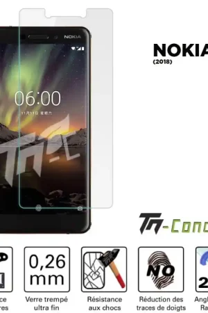 Bon Marché Nokia 6.1 / Nokia 6 (2018) - Vitre de Protection Standard Premium - TM-Concept® - Verre trempé