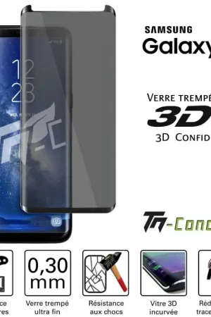 Prix Choc Samsung Galaxy S8+ Verre trempé 3D incurvé teinté anti-espion - TM-Concept®