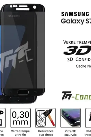 Samsung Galaxy S7 Edge - Verre trempé 3D incurvé teinté anti-espion - TM-Concept® Populaire