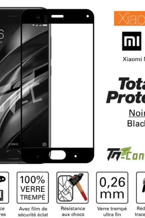 Nouveauté Xiaomi Mi 6 - Vitre protection intégrale - Verre trempé avec cadre Noir - TM-Concept®