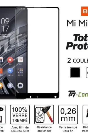 Xiaomi Mi MIX 2S - Vitre protection intégrale - Verre trempé avec cadre - TM-Concept® Offre Du Jour