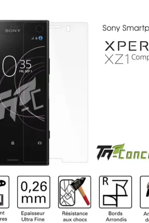Produit De Marque Sony Xperia XZ1 Compact - Vitre de Protection Standard Premium - TM-Concept® - Verre trempé