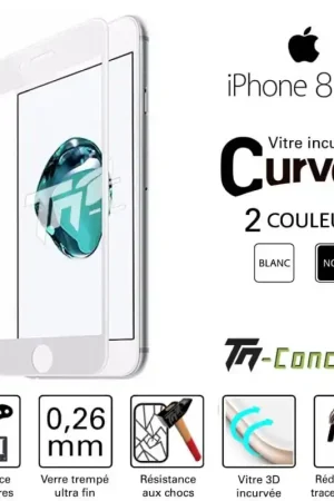 Apple iPhone 8 Plus - Vitre de Protection 3D Curved - TM-Concept® - Verre trempé Vente Flash