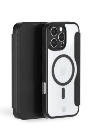 Etui Folio Renforcé iPhone 16 Pro Max Compatible MagSafe Noir Garantie à vie Force Case Bon Plan