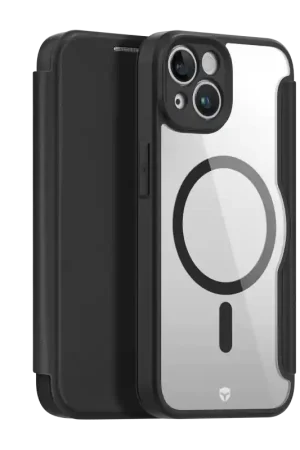 Etui Folio Renforcé iPhone 13 et Iphone 14 Compatible MagSafe Noir Garantie à vie Force Case Super Prix