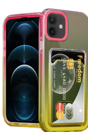 ShieldCase Coque iPhone 12 porte-cartes colorée (rose/jaune) Must-Have