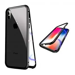 Petit Prix Coque Magnétique / Vitre de protection arrière iPhone X / XS Noir / Noir