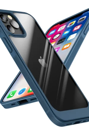 Solde ShieldCase Coque iPhone 13 Pro Max avec bordure en TPU (bleu/transparent)