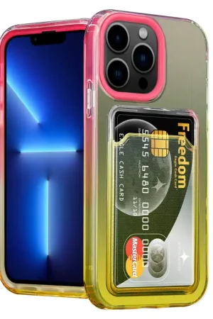 Usine Directe ShieldCase Coque iPhone 13 Pro porte-cartes coloré (rose/jaune)