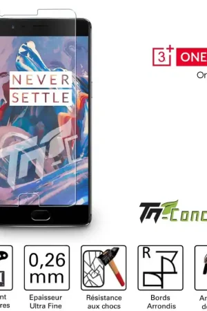 OnePlus 3 / 3T - Vitre de Protection Standard Premium - TM-Concept® - Verre trempé Nouvel Arrivage
