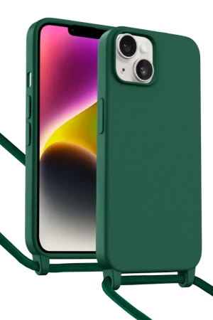Nouveauté ShieldCase Coque iPhone 14 avec cordon pour téléphone (vert foncé)