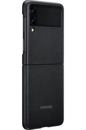 Promotion Saisonnière Coque Samsung G Z Flip 3 Aramid Fonction stand Noire Samsung