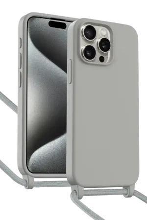 Satisfait Ou Remboursé ShieldCase Coque iPhone 15 Pro Max avec cordon pour téléphone (gris)