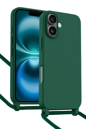 ShieldCase Coque iPhone 16 avec cordon pour téléphone (vert foncé) Vente Directe