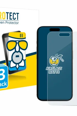Prix Cassé 3 Pièces BROTECT AirGlass Matte Protection d'écran en verre mat pour Apple iPhone 15 Pro