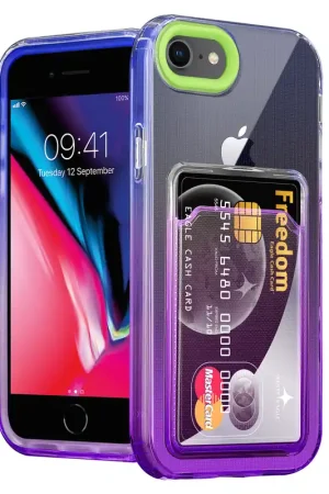 Vente Directe ShieldCase Coque iPhone 7/8 porte-cartes coloré (vert/violet)