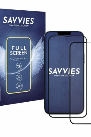 2x Savvies Xtreme Glass 3D Full Cover Protection d'écran en verre trempé pour Apple iPhone 13 Pro Max / 14 Plus (noir) Dernière Chance