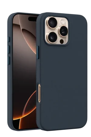 Coverzs Coque MagSafe en cuir de luxe iPhone 14 Pro (bleu foncé) Bon Marché