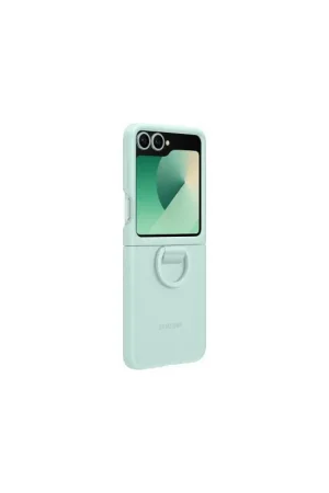 Livraison Gratuite Coque Samsung Galaxy Z Flip 6 Silicone avec Anneau Vert d'eau