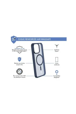 Produit De Marque Coque renforcée MagSafe iPhone 15 Pro AIR Frost 3m Bleu Marine + Garantie à vie