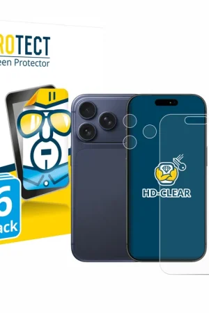 6 Pièces BROTECT HD-Clear Film de protection d'écran pour Apple iPhone 17 Pro (Avant+Caméra) Nouveauté
