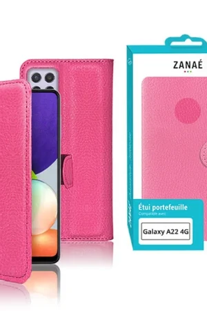 Produit De Marque Etui Portefeuille Fushia pour Samsung Galaxy A22/M22