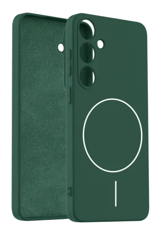 Coverzs Coque MagSafe en silicone 'slim' Samsung Galaxy S25 (vert foncé) Petit Prix