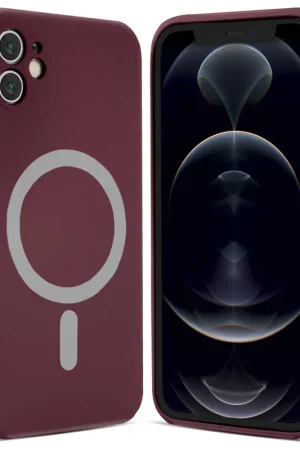 ShieldCase Coque MagSafe silicone soyeux iPhone 12 (bordeaux) Certifié