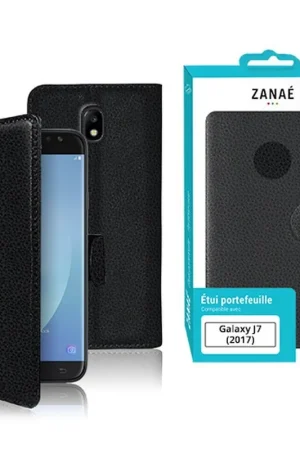 Prix Cassé Étui Portefeuille Noir pour Samsung Galaxy J7 (2017)