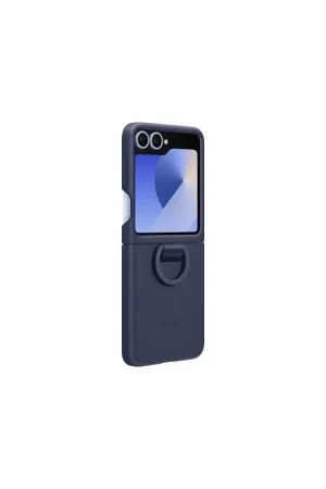 Livraison Gratuite Coque Samsung Galaxy Z Flip 6 / Flip 7 FE Silicone avec Anneau Bleue