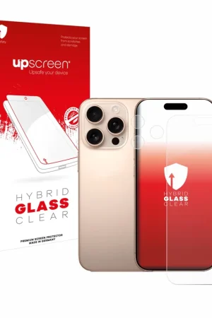 Marque upscreen Hybrid Glass Clear Premium Protection d'écran en verre pour Apple iPhone 16 Pro Max (Avant+Caméra)