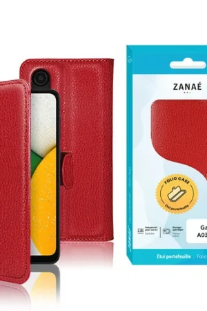 Produit De Marque Etui Portefeuille pour Samsung Galaxy A03 Core Rouge