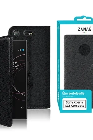Prix Réduit Etui Portefeuille pour Sony Xperia XZ1 Compact Noir