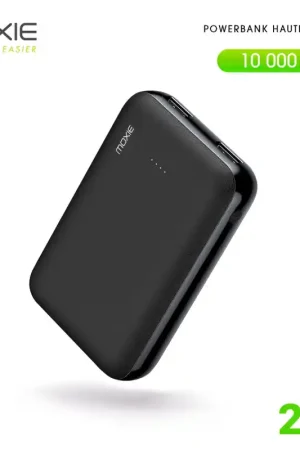 Nouvelle Collection Powerbank PowerSlim 10000mAh, MOXIE 2 USB – Micro USB – Noir