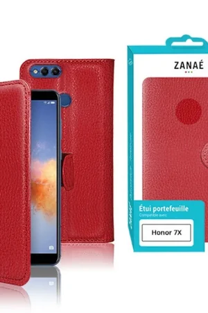 Super Prix Étui Portefeuille Rouge pour Honor 7X