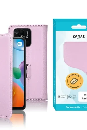Authentique Etui Portefeuille Rose pour Xiaomi Redmi 10C
