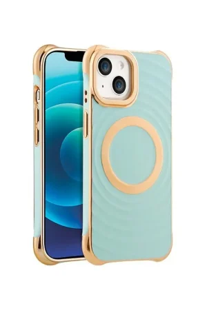 Acheter Direct Coque cercles MagSafe iPhone 14 Pro - bleue et dorée