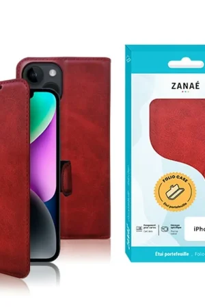 Acheter En Ligne Etui Portefeuille Rouge pour iPhone 14