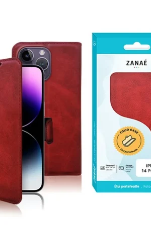 Usine Directe Etui Portefeuille Rouge pour iPhone 14 Pro Max