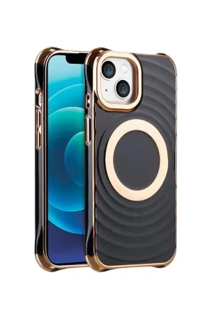 Achat Immédiat Coque cercles MagSafe iPhone 13, iPhone 14 - noire et dorée