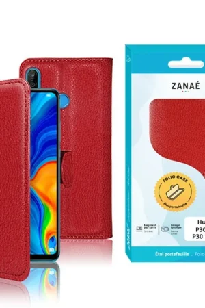 Authentique Etui Portefeuille Rouge pour Huawei P30 Lite / XL
