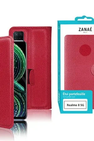 Quantité Limitée Etui Portefeuille Rouge pour Realme 8 5G