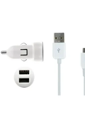 Prix Promo Mini chargeur allume-cigare blanc USB 2A avec câble micro USB