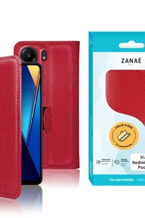 Prix Réduit Etui Portefeuille Rouge pour Redmi 13C 4G / Poco C65
