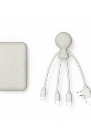 Dernier Modèle Pack BIO Batterie 5 000mAh + Câble 5-en-1 USB / Type-C  / Micro-Usb / Lightning Blanc - XOOPAR