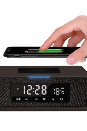 Enceinte Bluetooth 10W - radio réveil FM - Charge induction Qi Offre Du Jour