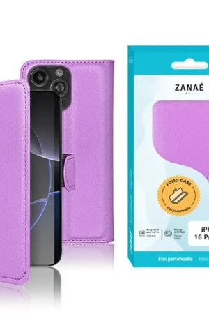 Bon Plan Étui Portefeuille Violet pour iPhone 16 Pro Max