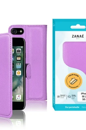 Authentique Étui portefeuille violet pour iPhone SE (2022), 8, 7