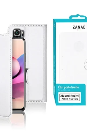 Commander Vite Étui Portefeuille Zanae Blanc pour Redmi Note 10 4G/10s/Poco M5s