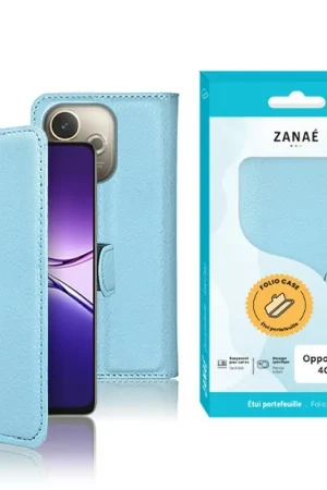 Commander Vite Étui Portefeuille Zanae Bleu Clair pour Oppo A5 Pro